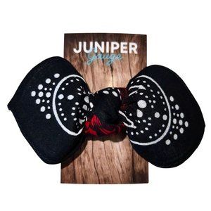 Black and Red Rose Paisley Rockabilly Bandana Knotted Hair Bow